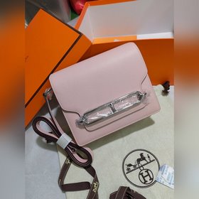 19 см Roulis 【Сумка Hermes Pig Nose】 Кожа Evercolor, 3q розовый,