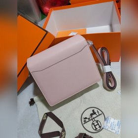 19 см Roulis 【Сумка Hermes Pig Nose】 Кожа Evercolor, 3q розовый, 