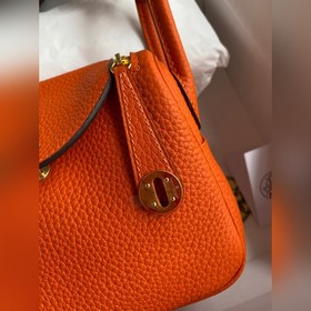 Мини Линди 19 см, оригинальная кожа TC [оранжевый] Золотая застеж