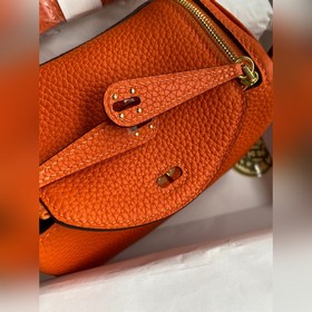 Мини Линди 19 см, оригинальная кожа TC [оранжевый] Золотая застеж