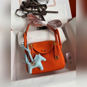 Мини Линди 19 см, оригинальная кожа TC [оранжевый] Золотая застеж