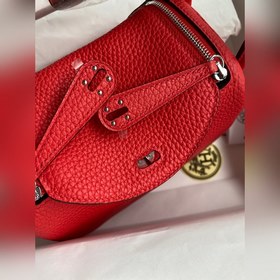 Мини Линди 19 см, оригинальная кожа TC [красный цвет флага] Сереб