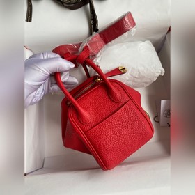 Мини Линди 19 см, оригинальная кожа TC [красный флаг] Золотая зас