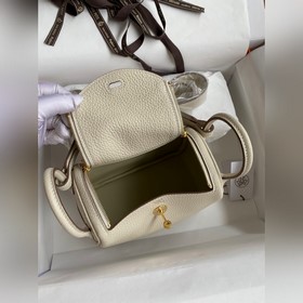 Мини Линди 19 см, оригинальная кожа TC [молочный белый] Золотая з