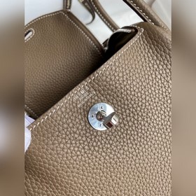 Мини Линди 19 см, оригинальная кожа TC [Слоновая кость] Серебряна