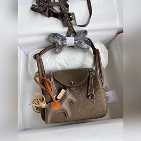 Мини Линди 19 см, оригинальная кожа TC [Слоновая кость] Серебряна