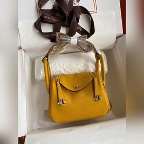 Мини Линди 19 см, оригинальная кожа TC, импортная, янтарно-желтог