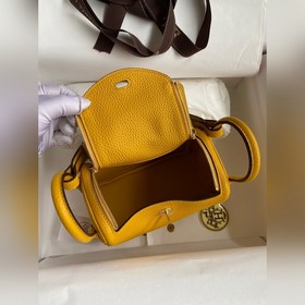 Мини Линди 19 см, оригинальная кожа TC, импортная, янтарно-желтог