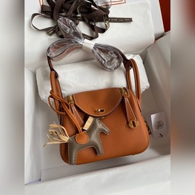 Мини Линди 19 см, оригинальная кожа TC, золотисто-коричневая, зол