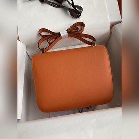 Канкан, большой, 24 см, импортная кожа Epsom, оранжевый, золотая 