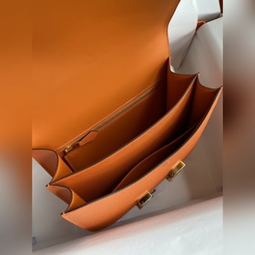 Канкан, большой, 24 см, импортная кожа Epsom, оранжевый, золотая 