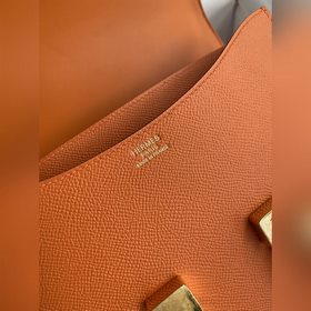 Канкан, большой, 24 см, импортная кожа Epsom, оранжевый, золотая 