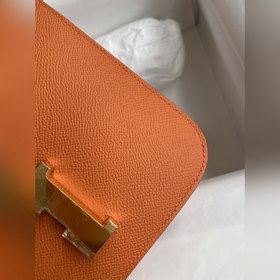 Канкан, большой, 24 см, импортная кожа Epsom, оранжевый, золотая 