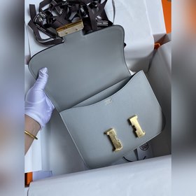 Канкан, большой размер, 24 см, импортная кожа Epsom, льняной сини