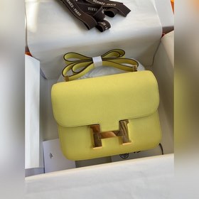 Канкан, большой, 24 см, импортная кожа Epsom, лимонно-желтый, зол
