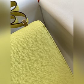 Канкан, большой, 24 см, импортная кожа Epsom, лимонно-желтый, зол