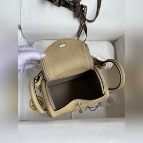 Мини Линди 19 см, оригинальная кожа TC [серый цвет] Серебряные за