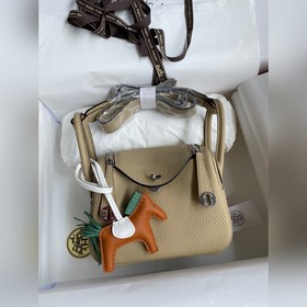 Мини Линди 19 см, оригинальная кожа TC [серый цвет] Серебряные за