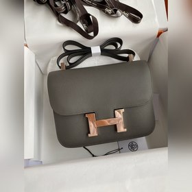 Канкан, большой, 24 см, импортная кожа Epsom, серый цвет, розово-
