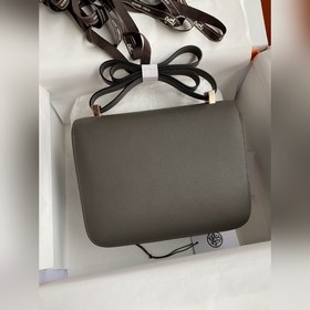 Канкан, большой, 24 см, импортная кожа Epsom, серый цвет, розово-