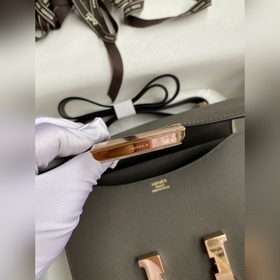 Канкан, большой, 24 см, импортная кожа Epsom, серый цвет, розово-