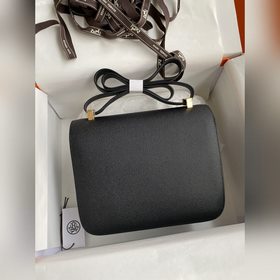 Канкан, большой, 24 см, импортная кожа Epsom, черный, золотая зас