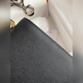 Канкан, большой, 24 см, импортная кожа Epsom, черный, золотая зас