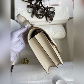 Канкан, большой, 24 см, импортная кожа Epsom, молочно-белый, золо