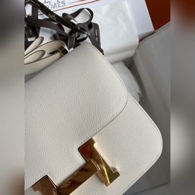 Канкан, большой, 24 см, импортная кожа Epsom, молочно-белый, золо