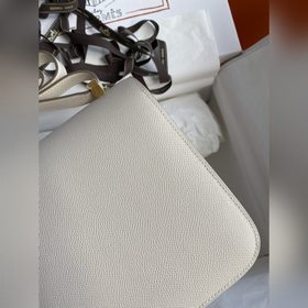 Канкан, большой, 24 см, импортная кожа Epsom, молочно-белый, золо