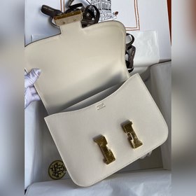 Канкан, большой, 24 см, импортная кожа Epsom, молочно-белый, золо