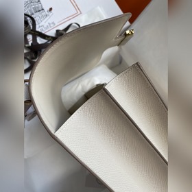 Канкан, большой, 24 см, импортная кожа Epsom, молочно-белый, золо