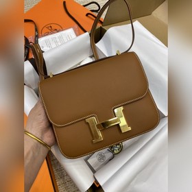 Маленький рожок Kang 19 см, импортный кожа Evercolor, золотисто-к