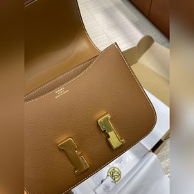Маленький рожок Kang 19 см, импортный кожа Evercolor, золотисто-к