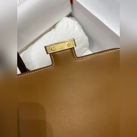 Маленький рожок Kang 19 см, импортный кожа Evercolor, золотисто-к