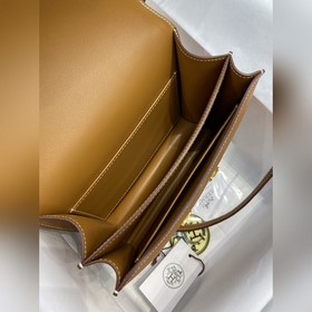 Маленький рожок Kang 19 см, импортный кожа Evercolor, золотисто-к