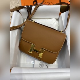 Маленький рожок Kang 19 см, импортный кожа Evercolor, золотисто-к