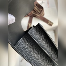 Корнет Kang 19 см, импортная кожа Epsom, черный, серебряная засте