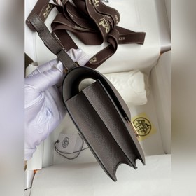 Корнет Kang 19 см, импортная кожа Epsom, цвет： серый, розетка из 