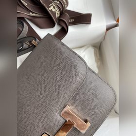 Корнет Kang 19 см, импортная кожа Epsom, цвет： серый, розетка из 