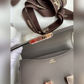 Корнет Kang 19 см, импортная кожа Epsom, цвет： серый, розетка из 
