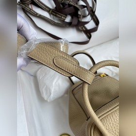 Мини Линди 19 см, оригинальная кожа TC [серый цвет] Золотая засте