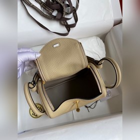 Мини Линди 19 см, оригинальная кожа TC [серый цвет] Золотая засте