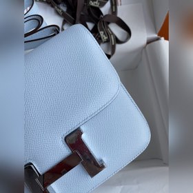 Корнет Kang 19 см, импортная кожа Epsom, туманно-синий, серебряна