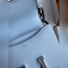 Корнет Kang 19 см, импортная кожа Epsom, туманно-синий, серебряна
