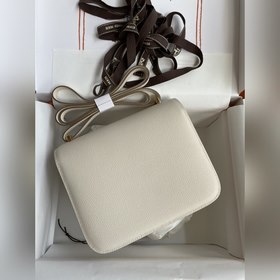 Корзина для мусора Kang, 19 см, импортная кожа Epsom, молочно-бел