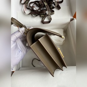 Корзина для мусора Kang 19 см, импортная кожа Epsom, серый цвет, 