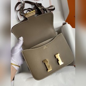Корзина для мусора Kang 19 см, импортная кожа Epsom, серый цвет, 