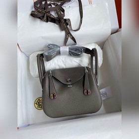 Мини Линди 19 см, оригинальная кожа TC [серый цвет] Серебряная за