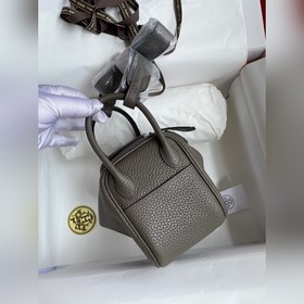 Мини Линди 19 см, оригинальная кожа TC [серый цвет] Серебряная за